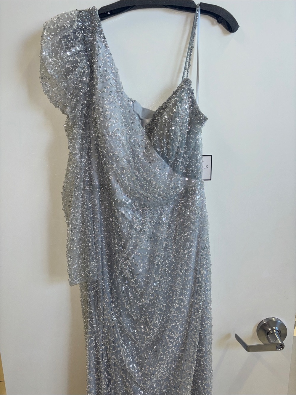 Catwalk Couture 10281 Blue Sequin Draped Evening Gown